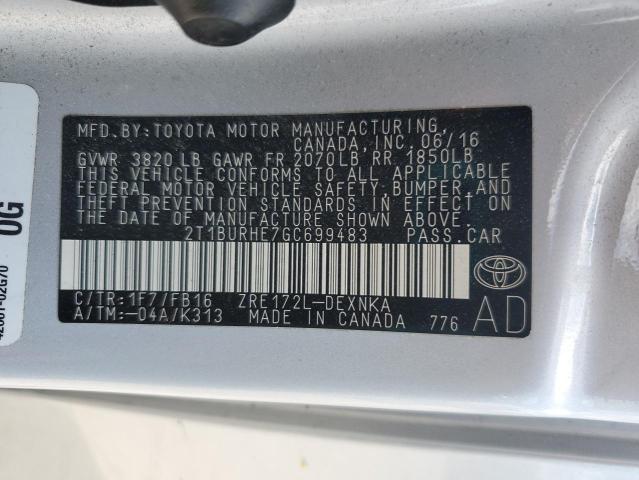 2016 TOYOTA COROLLA L - 2T1BURHE7GC699483