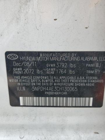 5NPDH4AE3CH130065 2012 HYUNDAI ELANTRA