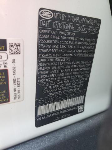 2020 LAND ROVER RANGE ROVE SALWG2SU9LA882777