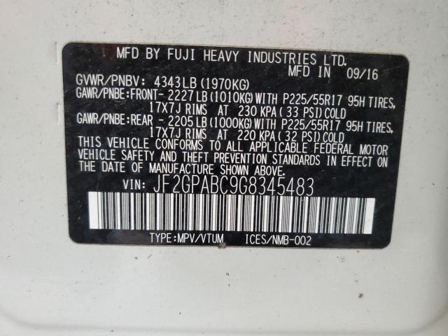 2016 SUBARU CROSSTREK - JF2GPABC9G8345483