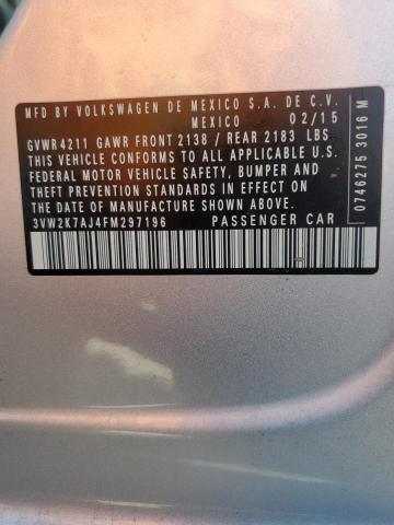 2015 VOLKSWAGEN JETTA BASE - 3VW2K7AJ4FM297196