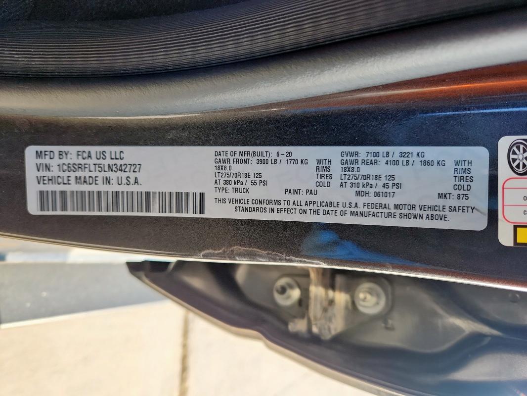 2020 RAM 1500 REBEL 1C6SRFLT5LN342727