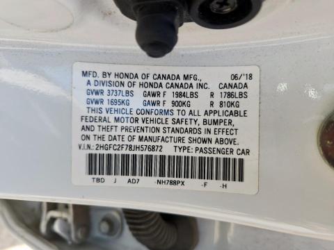 2018 HONDA CIVIC EX 2HGFC2F78JH576872