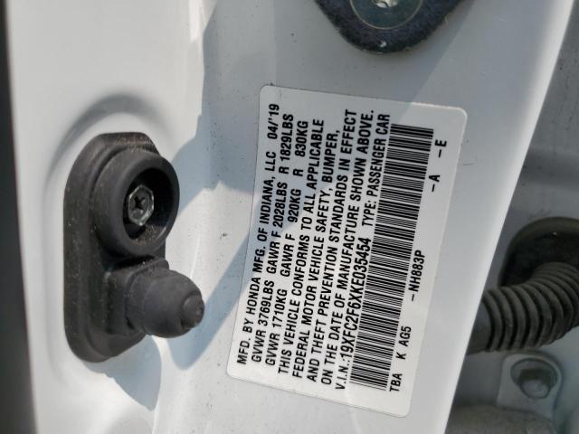 2019 HONDA CIVIC LX - 19XFC2F6XKE035454