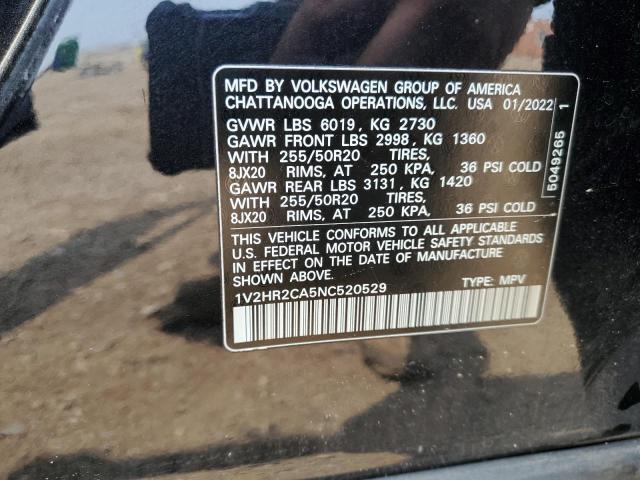 2022 VOLKSWAGEN ATLAS SE 1V2HR2CA5NC520529