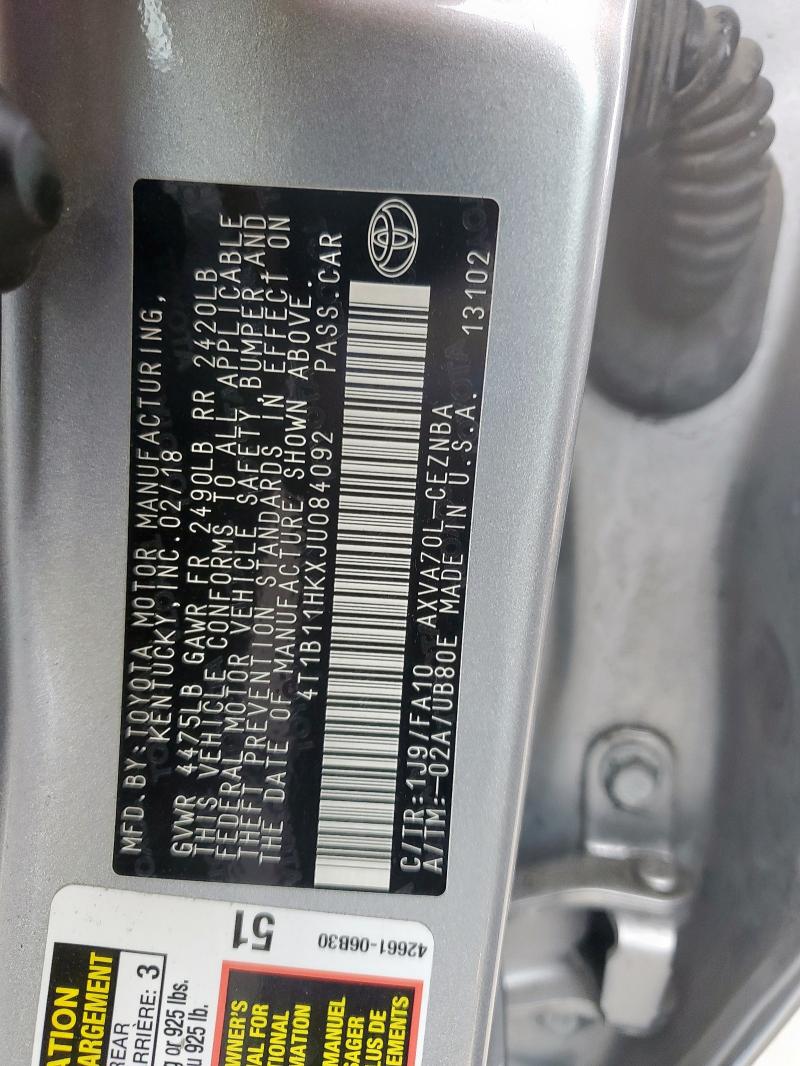 2018 TOYOTA CAMRY L 4T1B11HKXJU084092