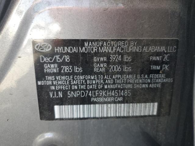 2019 HYUNDAI ELANTRA - 5NPD74LF9KH451485