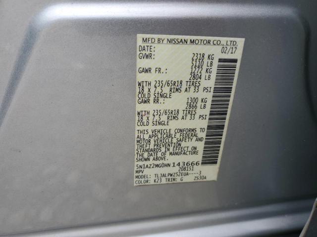 2017 NISSAN MURANO S 5N1AZ2MG0HN143666