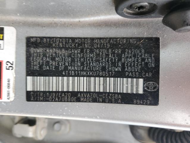 2019 TOYOTA CAMRY L 4T1B11HKXKU780517