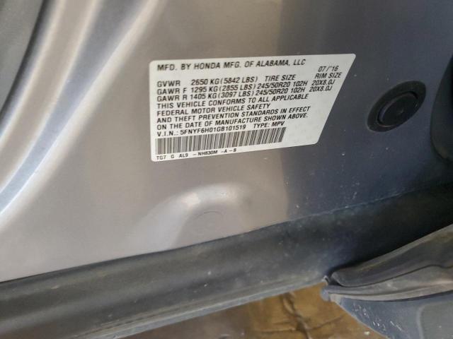 2016 HONDA PILOT ELIT 5FNYF6H01GB101519