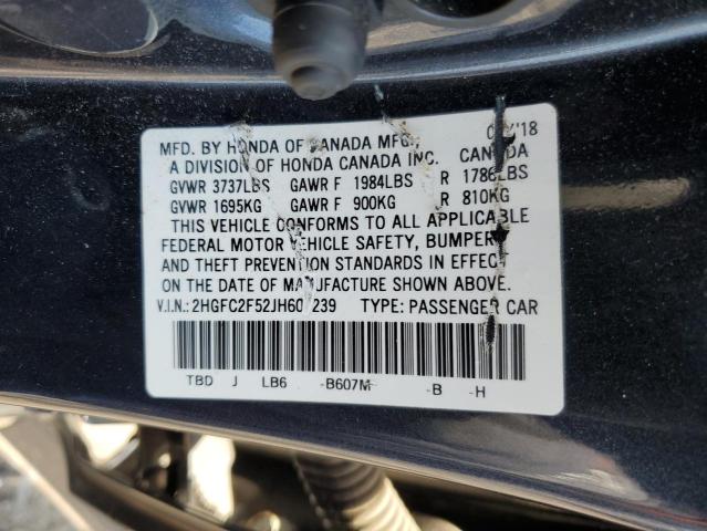 2018 HONDA CIVIC LX 2HGFC2F52JH607239