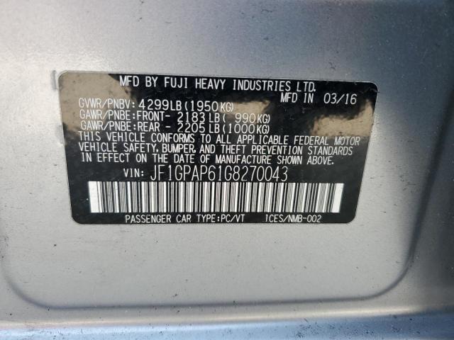 2016 SUBARU IMPREZA SP JF1GPAP61G8270043