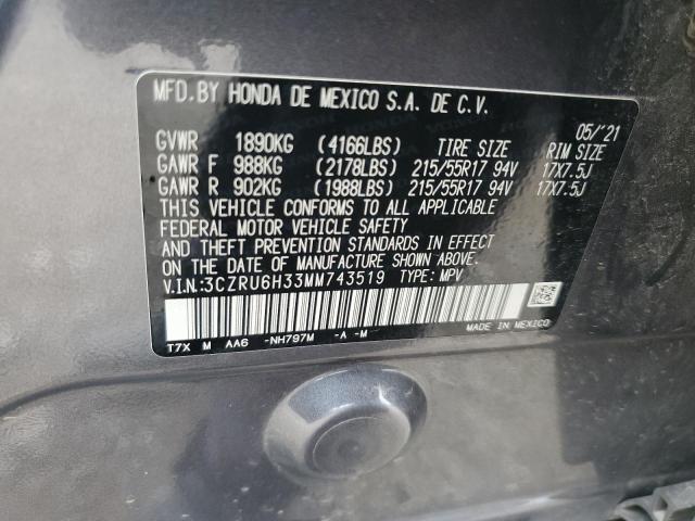 2021 HONDA HR-V LX 3CZRU6H33MM743519