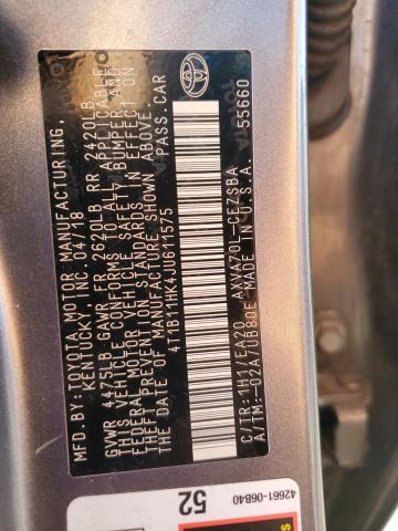 2018 TOYOTA CAMRY L - 4T1B11HK4JU611575