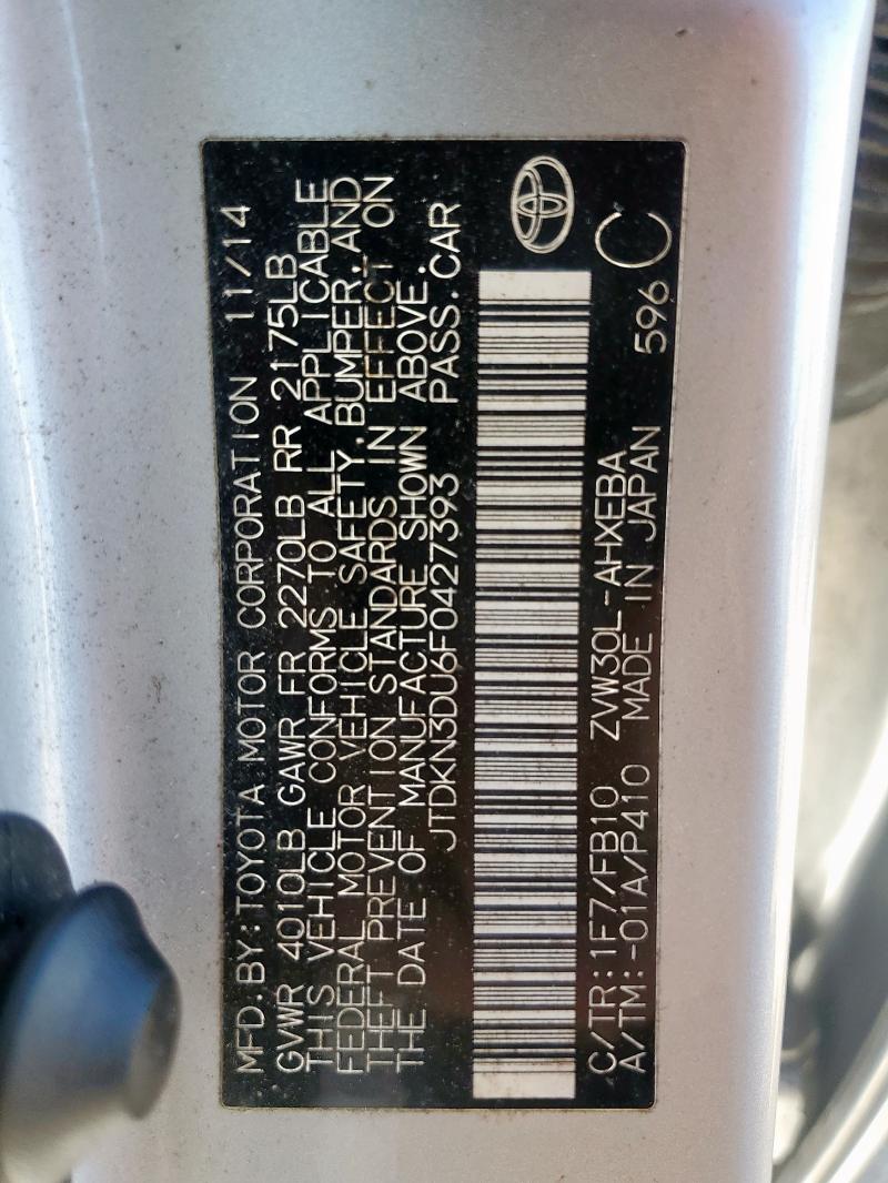 2015 TOYOTA PRIUS - JTDKN3DU6F0427393