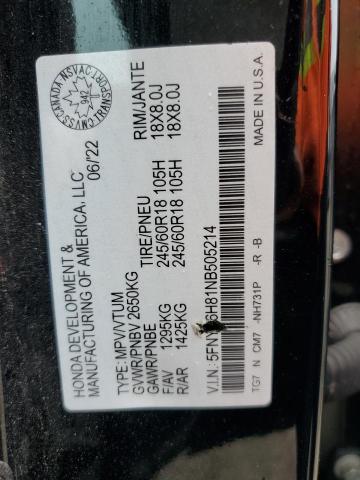 2022 HONDA PILOT TRAI 5FNYF6H81NB505214