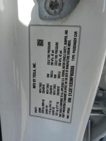 2021 TESLA MODEL 3 - 5YJ3E1EB3MF960886