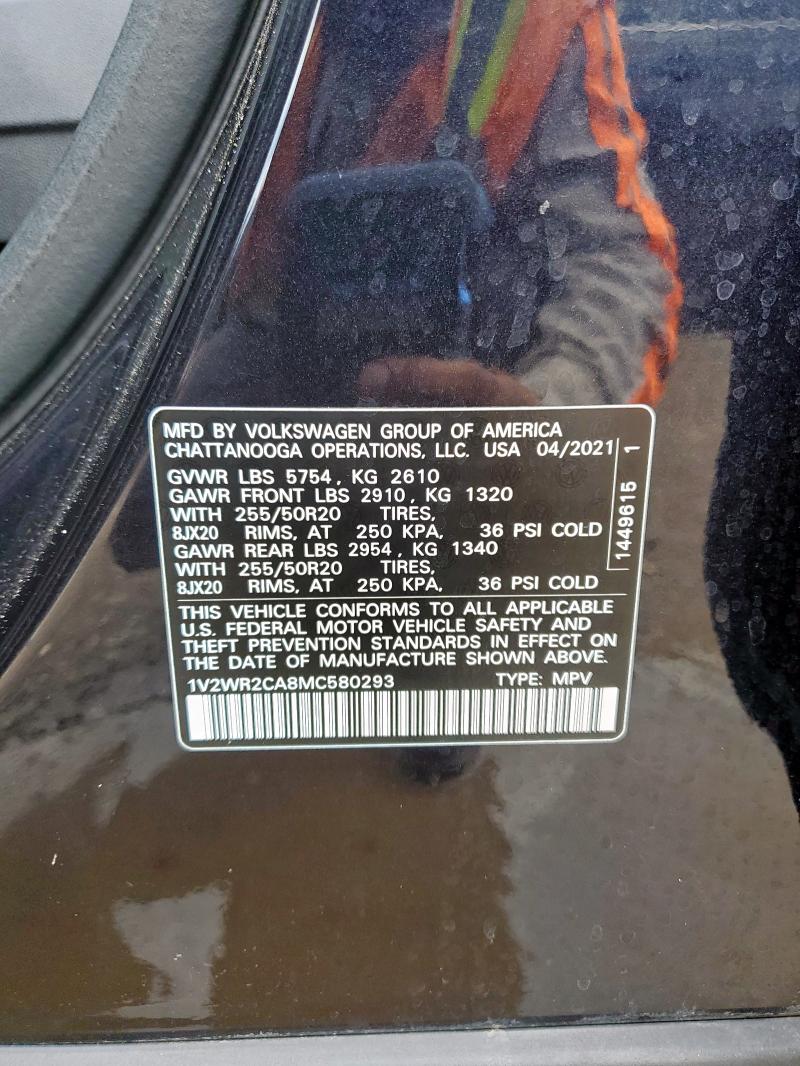 2021 VOLKSWAGEN ATLAS SE 1V2WR2CA8MC580293