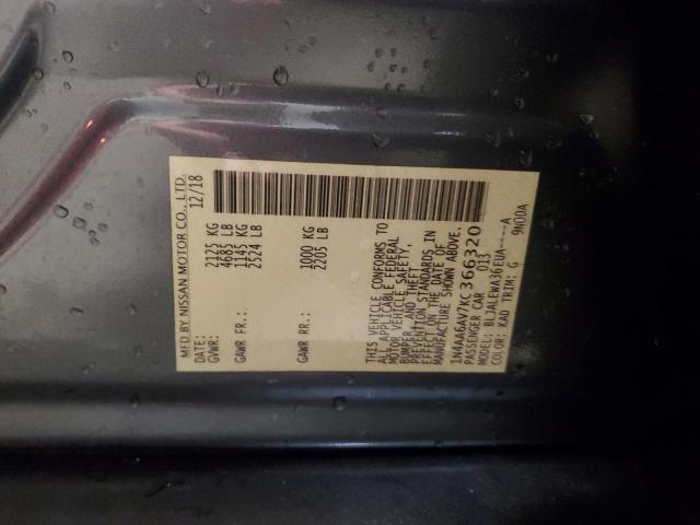 2019 NISSAN MAXIMA S 1N4AA6AV7KC366320