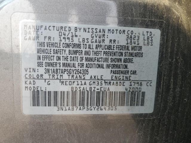 2016 NISSAN SENTRA S - 3N1AB7AP5GY264305