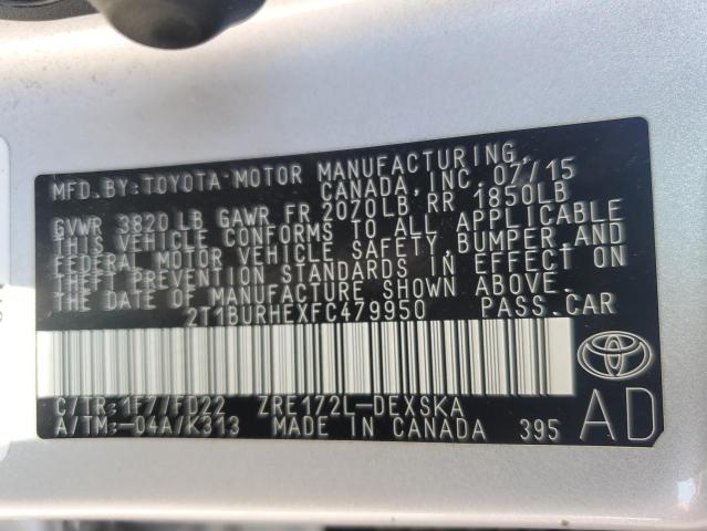 2015 TOYOTA COROLLA L - 2T1BURHEXFC479950
