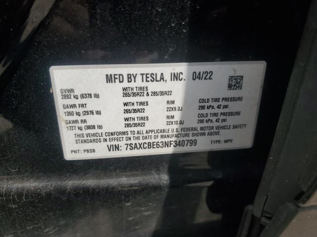 2022 TESLA MODEL X 7SAXCBE63NF340799