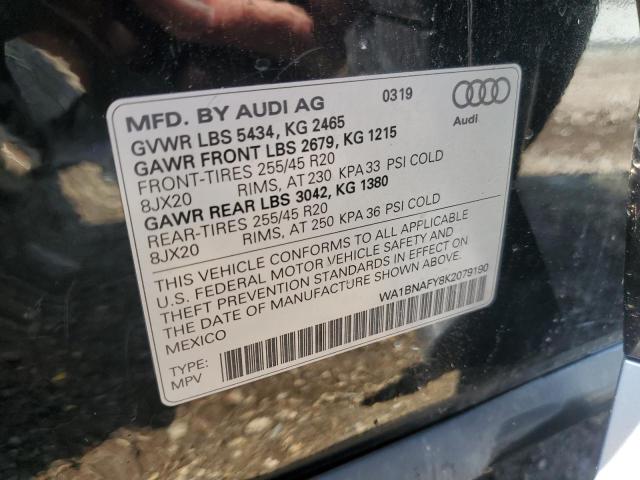 2019 AUDI Q5 PREMIUM WA1BNAFY8K2079190