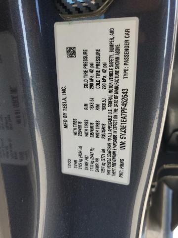 2023 TESLA MODEL 3 5YJ3E1EA7PF452643