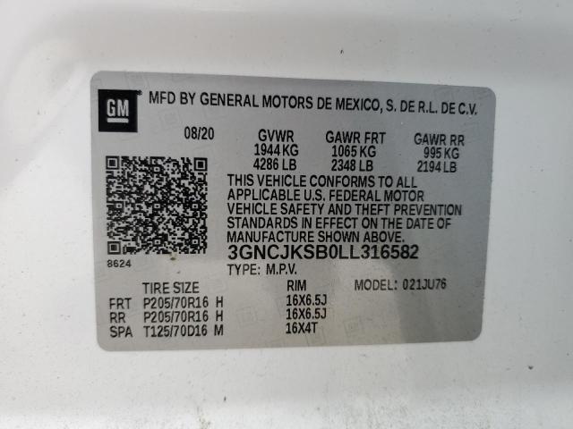 2020 CHEVROLET TRAX LS 3GNCJKSB0LL316582