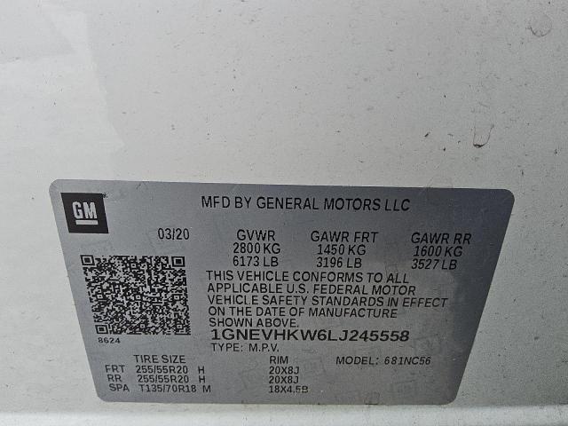 2020 CHEVROLET TRAVERSE LT 1GNEVHKW6LJ245558