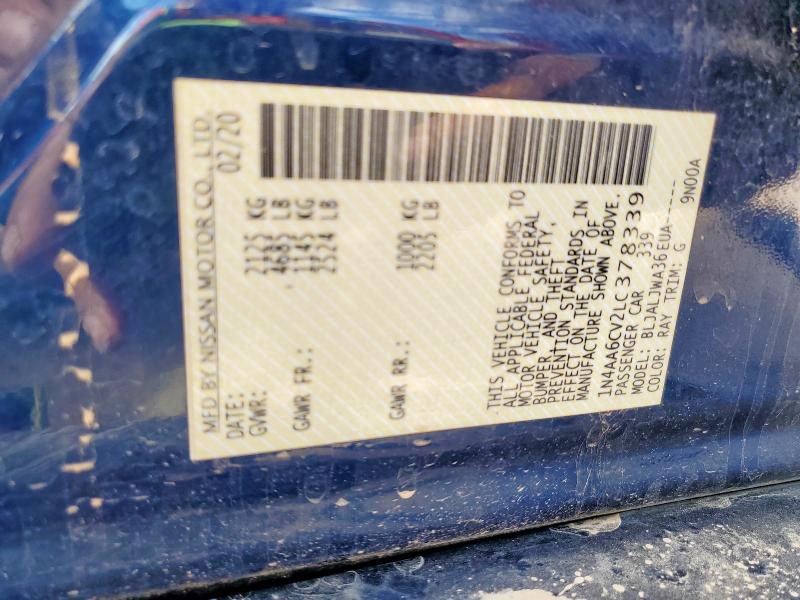 2020 NISSAN MAXIMA SV 1N4AA6CV2LC378339