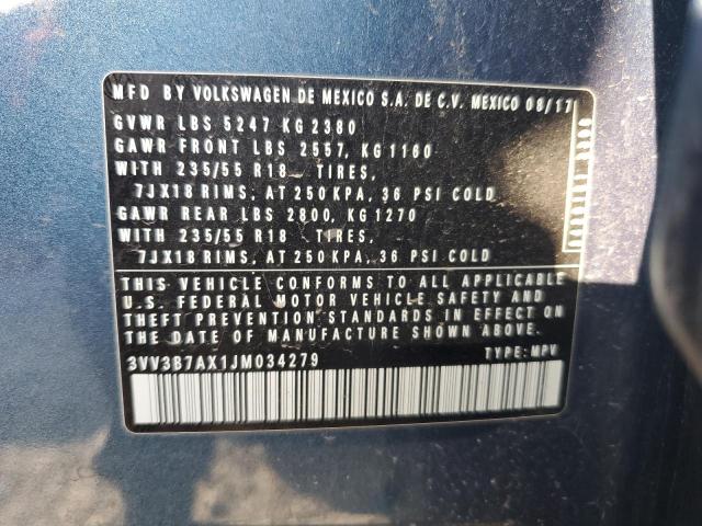 2018 VOLKSWAGEN TIGUAN SE - 3VV3B7AX1JM034279