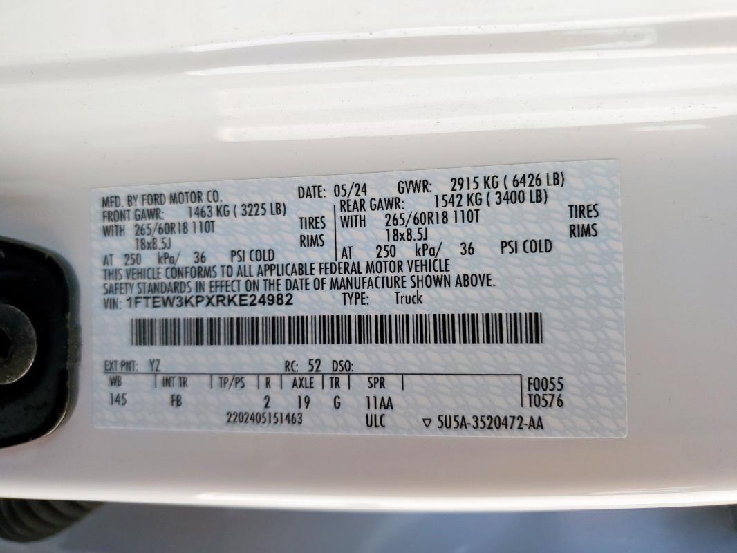 2024 FORD F150 XLT 1FTEW3KPXRKE24982