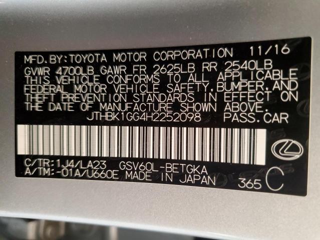2017 LEXUS ES 350 - JTHBK1GG4H2252098