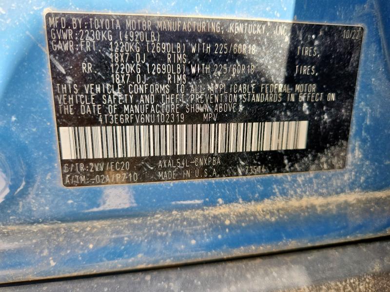 2022 TOYOTA RAV4 XSE 4T3E6RFV6NU102319