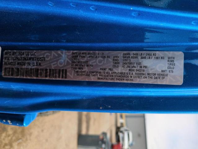 2021 JEEP WRANGLER U 1C4HJXDNXMW715577