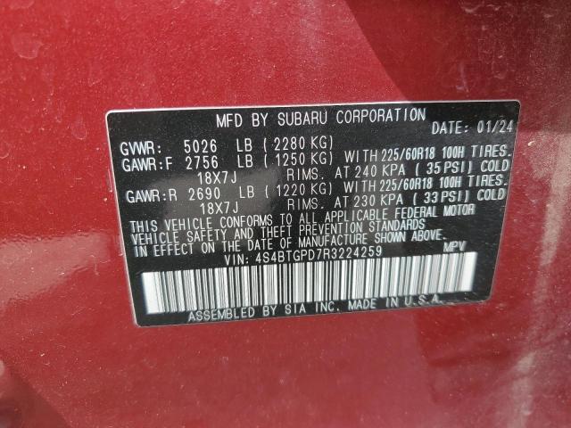 2024 SUBARU OUTBACK TO 4S4BTGPD7R3224259