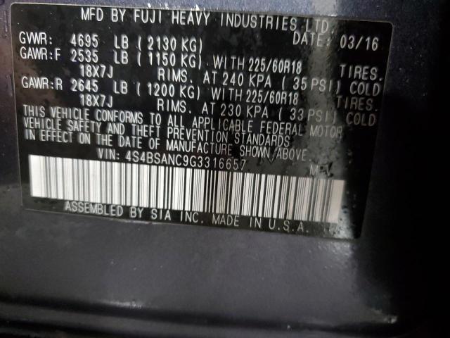 2016 SUBARU OUTBACK 2. - 4S4BSANC9G3316657
