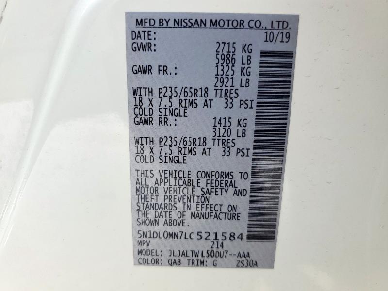 2020 INFINITI QX60 LUXE 5N1DL0MN7LC521584