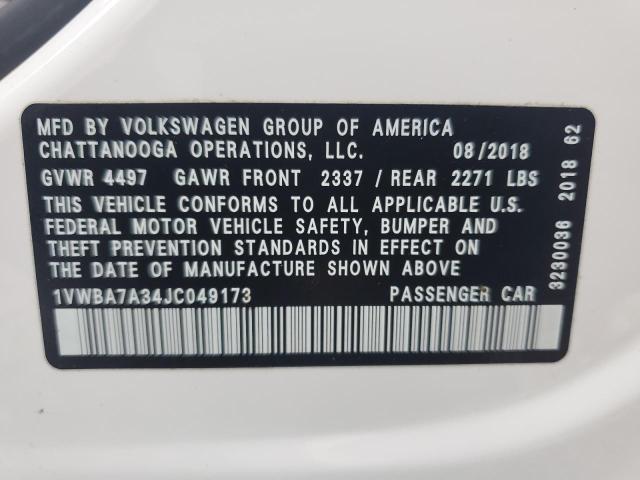 2018 VOLKSWAGEN PASSAT SE 1VWBA7A34JC049173