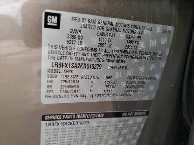 2019 BUICK ENVISION P LRBFX1SA2KD010279