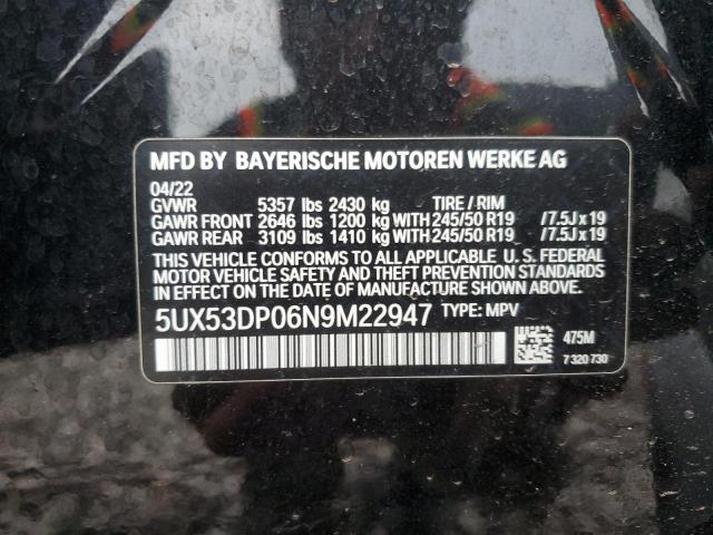 2022 BMW X3 XDRIVE3 - 5UX53DP06N9M22947