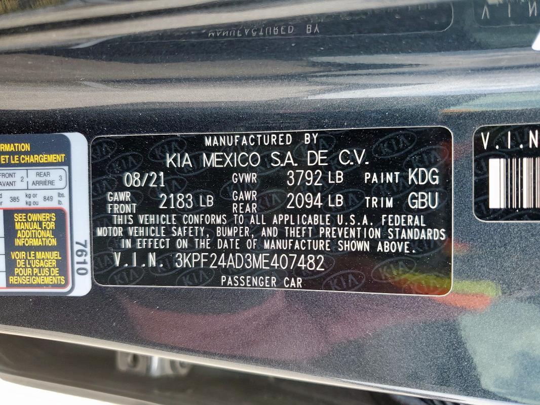 2021 KIA FORTE FE - 3KPF24AD3ME407482
