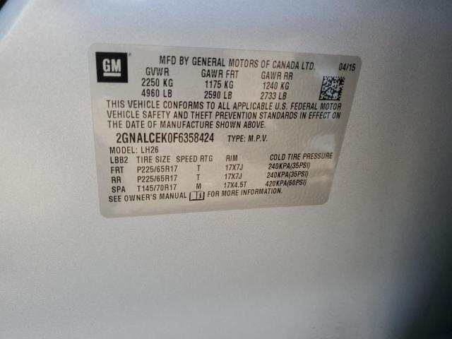 2015 CHEVROLET EQUINOX LT - 2GNALCEK0F6358424