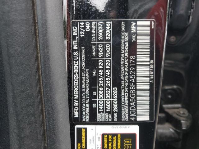 2015 MERCEDES-BENZ ML 400 4MA 4JGDA5GB8FA529178