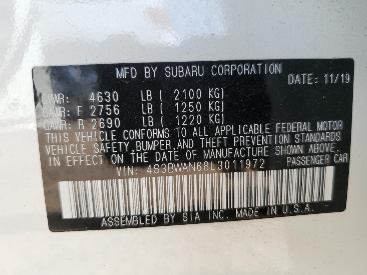 SUBARU LEGACY LIMITED