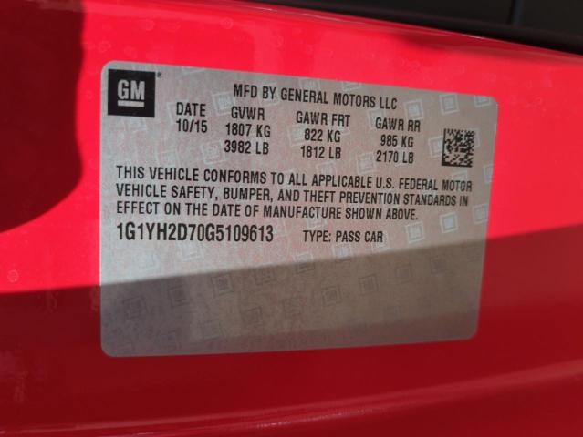 2016 CHEVROLET CORVETTE S 1G1YH2D70G5109613
