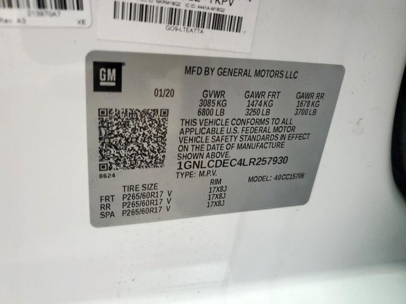 2020 CHEVROLET TAHOE POLI - 1GNLCDEC4LR257930