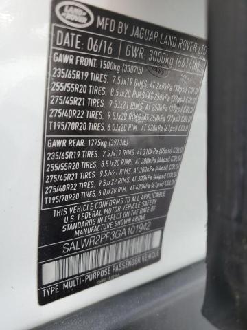 2016 LAND ROVER RANGE ROVE - SALWR2PF3GA101942