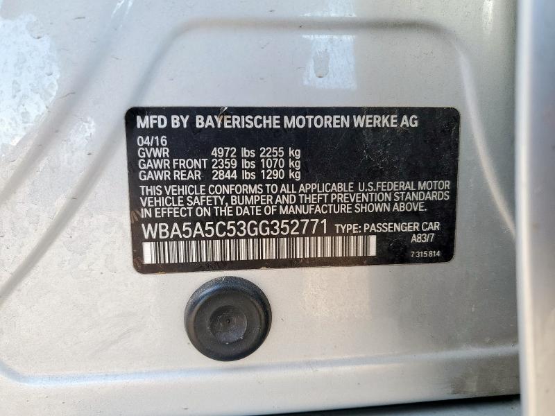 2016 BMW 528 I WBA5A5C53GG352771